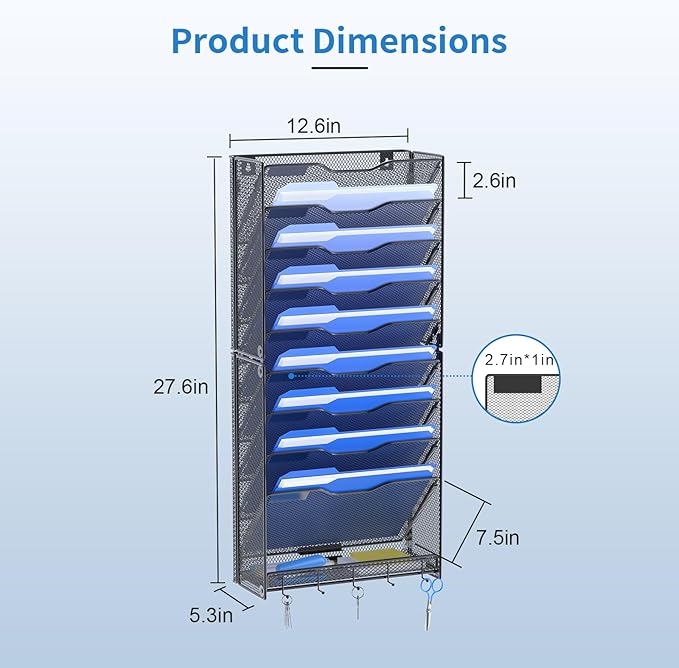 OUTWOLF 10 Tier Hanging Wall File Organizer Wall Mount Paper Document Folder - Image 5