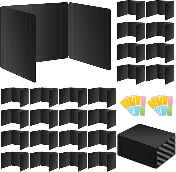 24 Pack Black Desk Dividers for Students, Privacy Shields Folder for Students by bcabo