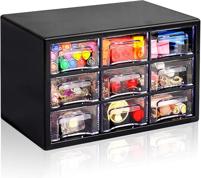 Desk Storage Organizer with 9 Drawers, FODIENS Stackable Desktop Craft Drawer by FODIENS
