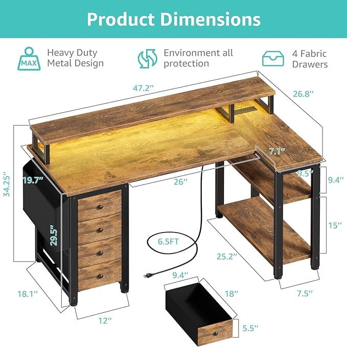 Lufeiya L Shaped Gaming Desk - Image 3