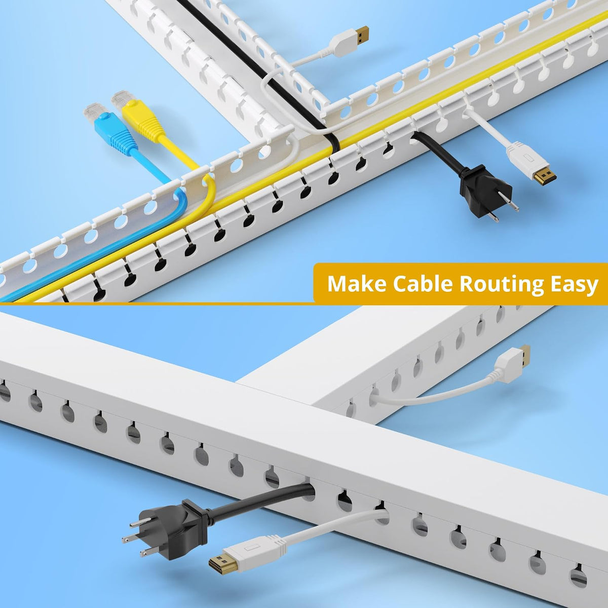 1.2"H x 1.6"W Cable Raceway, 12ft Under Desk Wire Management Channe...