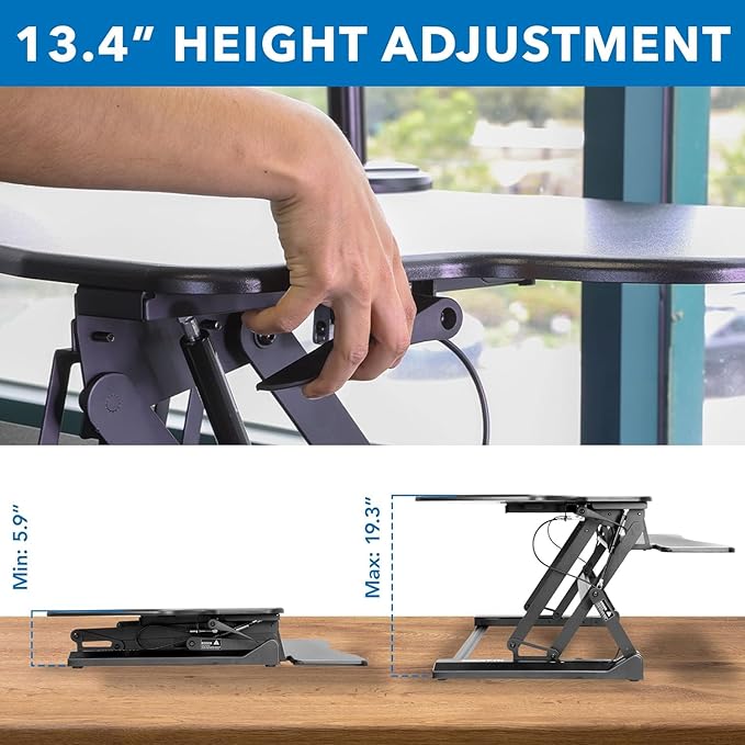 Mount-It! Standing Desk Converter Height Adjustable 47" Extra Large Wide Stand - Image 6