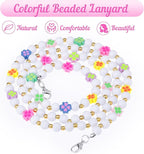 Teacher Lanyard with ID Holder Cute Flower Wooden Beaded Lanyards - Image 3