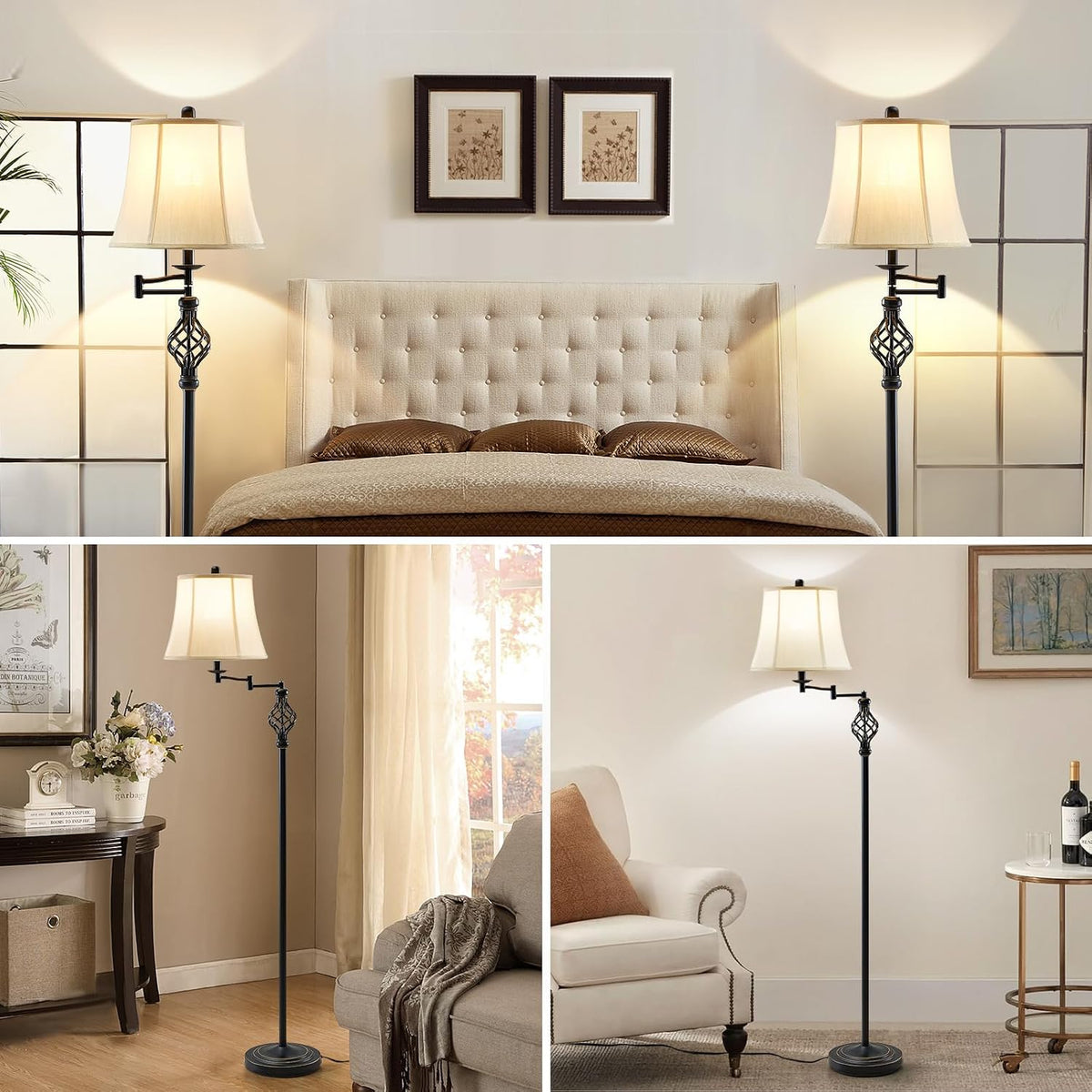 GyroVu Color Temperature Adjustable Floor lamp, Traditional 350° Adjustable S...