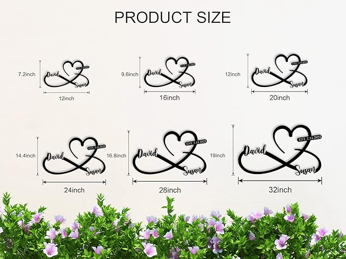 Custom Metal Heart and Infinity Wall Art Valentines Day Wedding Gifts - Image 5