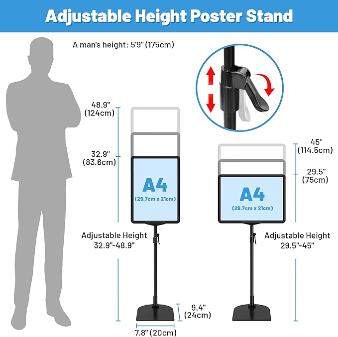 VAIIGO Sign Holder Stand A4, Adjustable Poster Stand - Image 4