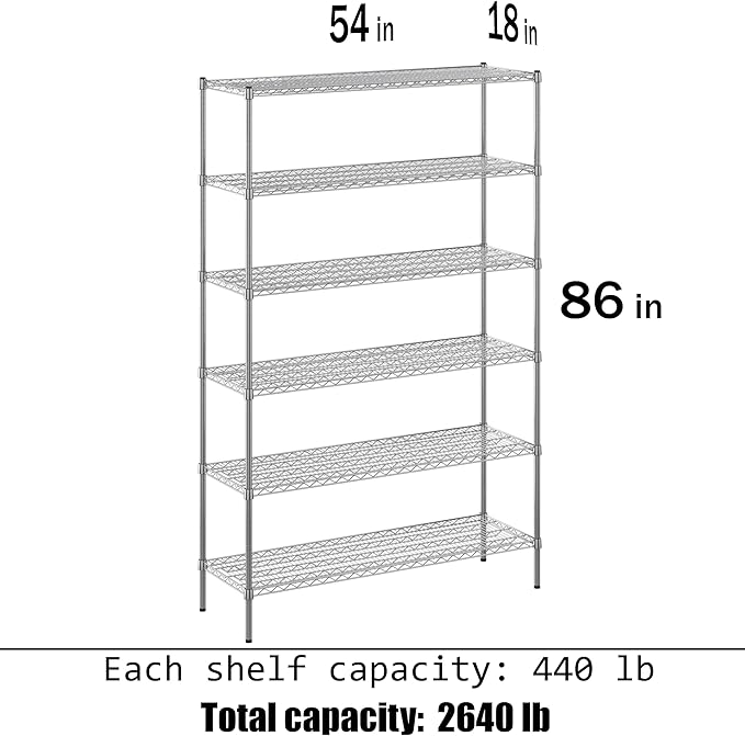 Regal Altair 18" Deep x 54" Wide x 86" Height Wire Shelving Kit | 6-Tier | NSF - Image 3