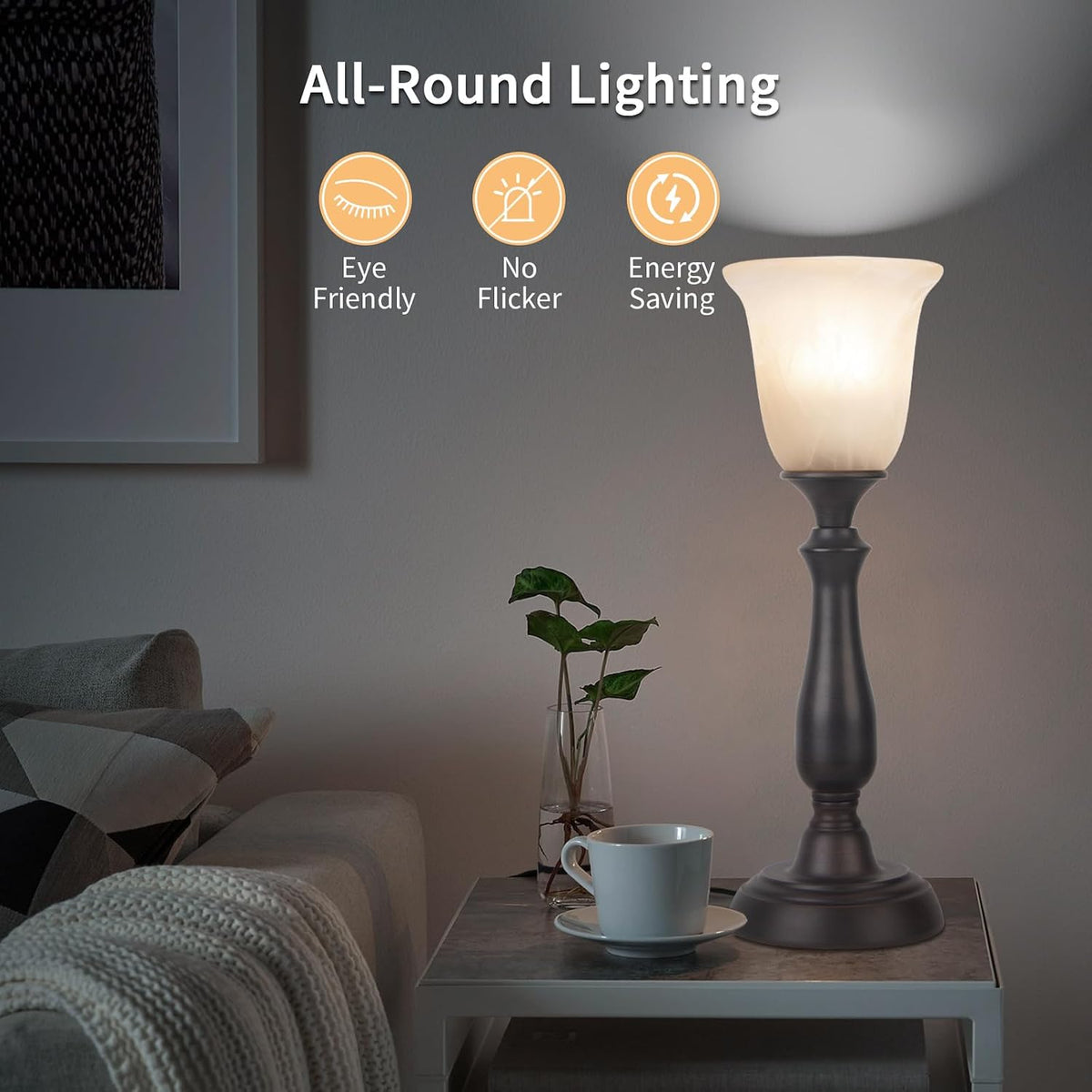 HonoDing Farmhouse Table Lamp for Living Room, Nightstand Lamp with Alabaster...