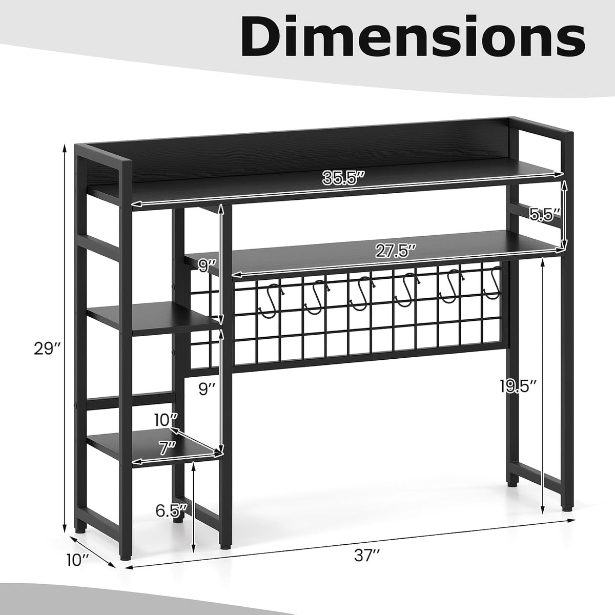 GOFLAME Desktop Bookshelf, 37 Inch Desk Shelf for Computer Monitor, 4-Tier De...