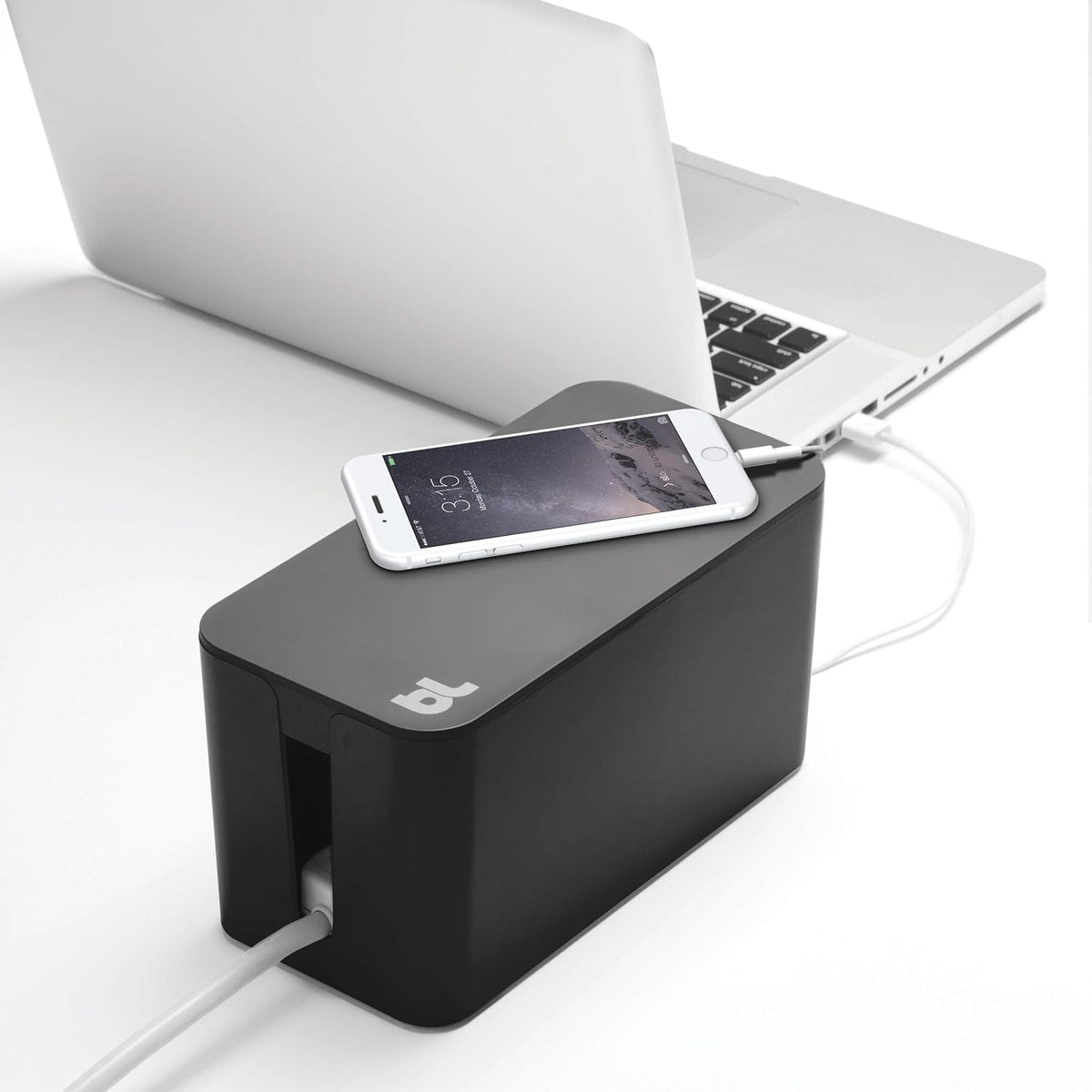 Bluelounge CableBox Mini Cable Management with Small Surge Protector, Black (...