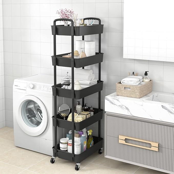 Sywhitta 5-Tier Plastic Rolling Utility Cart - Image 7