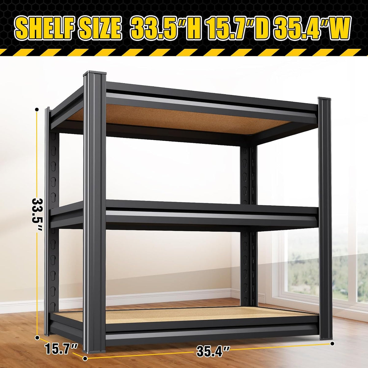 garage shelving heavy duty storage shelves, metal adjustable shown in use