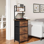 Snughome 3 Drawer Tall File Cabinet with 19.7'' Extended Desktop, 3-Tier Filing Cabinet for Home Office 51.6''H Vertical File Cabinet Printer Stand with Drawers, Fits A4/Letter/Legal,Rustic Brown