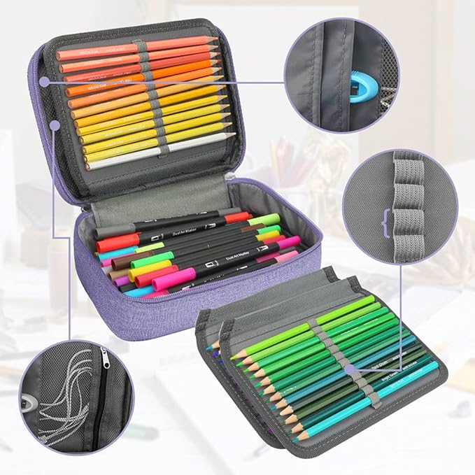 Number-one Large Capacity Pencil Case, 72 Slots Colored Pencil Pouch Bag - Image 5