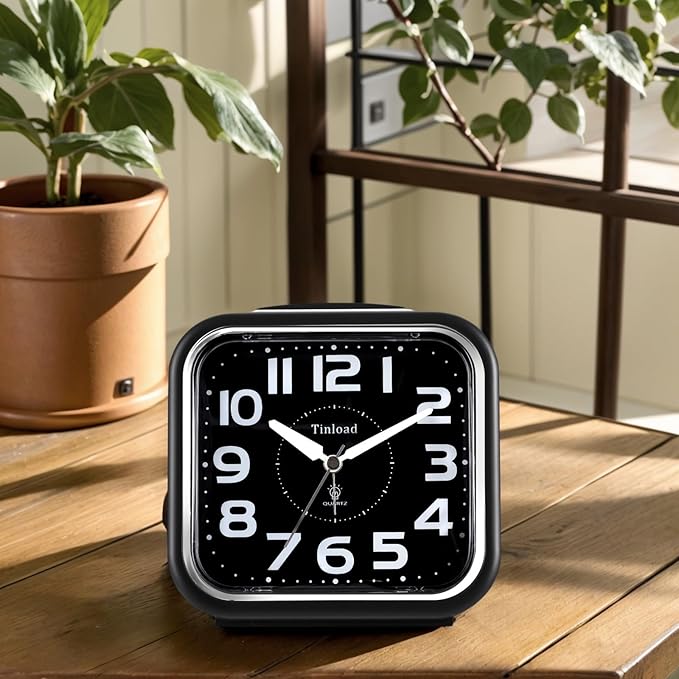 Tinload 5.5" Large Analog Alarm Clock Silent Non Ticking, Gentle Wake, Beep - Image 3