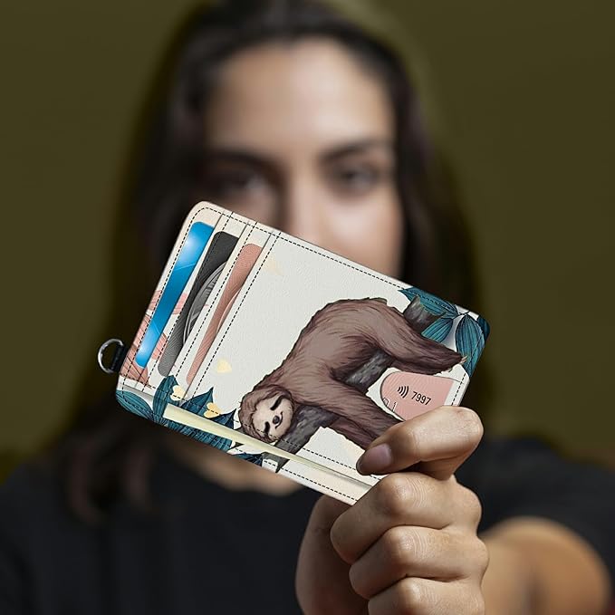 BWEGRHE Small Travel Wallets, Sloth Slim Minimalist Front Pocket Wallet - Image 6