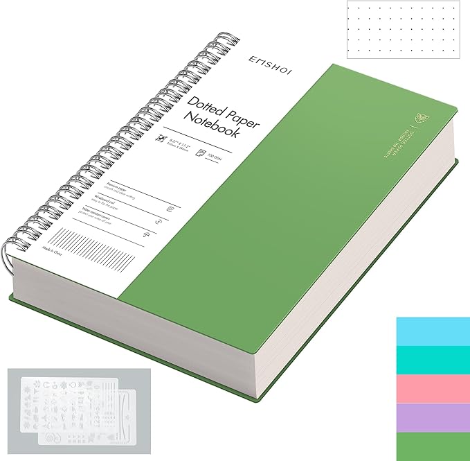 EMSHOI A4 Spiral Notebook Bullet Dotted journal, 11.2" X 8.27", 300 Pages/150 by EMSHOI