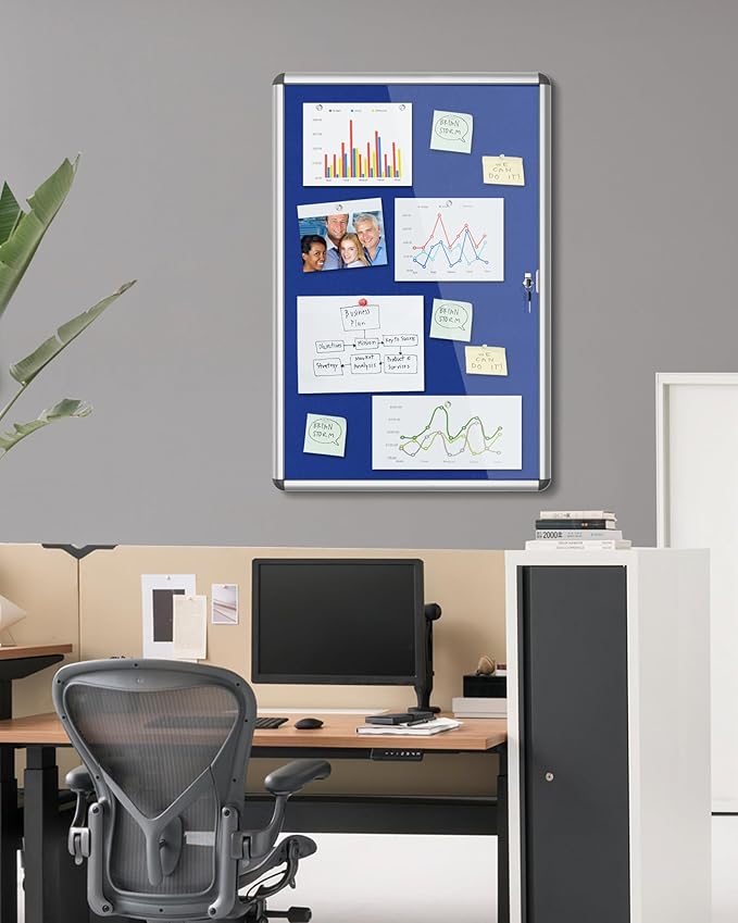 Mifuro 36"x24" Enclosed Bulletin Board, Lockable Weather-Resistant Aluminum - Image 2