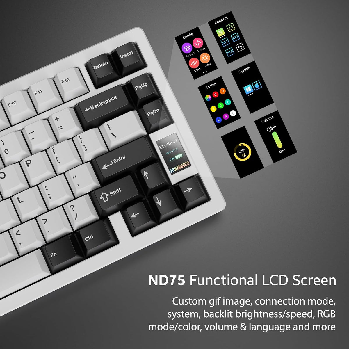 OOCTPK Chilkey ND75 Aluminum Keyboard 75% Percent Wireless Gaming Mechanical ...