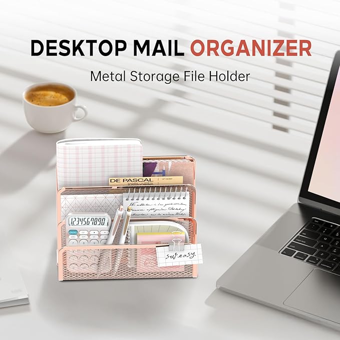 SUPEASY Mail Organizer for Desk, Mesh Metal Mail Holder Countertop - Image 2
