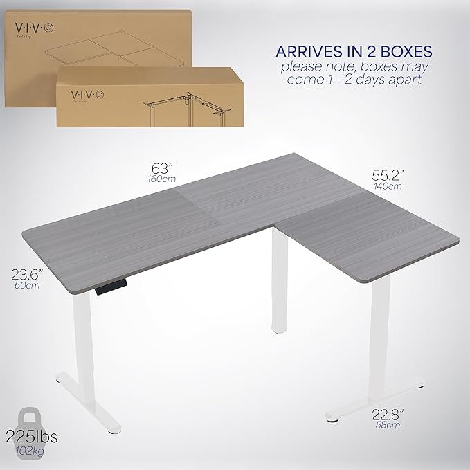 VIVO Electric Corner 63 x 55 inch L-Shaped Standing Desk, Memory Height - Image 6