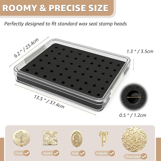 Nuvretk 54 Slot Wax Seal Stamp Head Storage Box - Image 3
