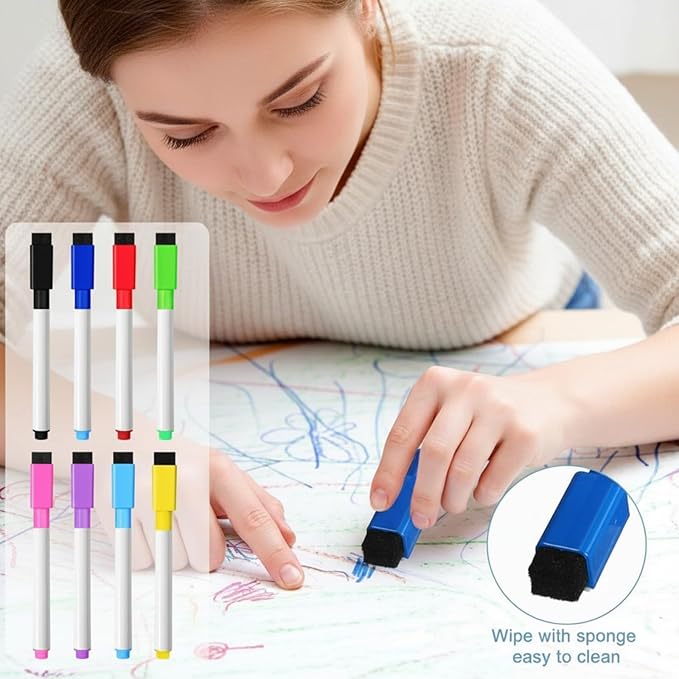 Kosiz 200 Pcs Magnetic Dry Erase Markers Fine Point Tip Whiteboard Markers - Image 6