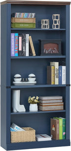 RWYHG 70" Blue Tall Bookshelf Set of 2, 5-Tier Thick Wooden Book Shelf - Image 9