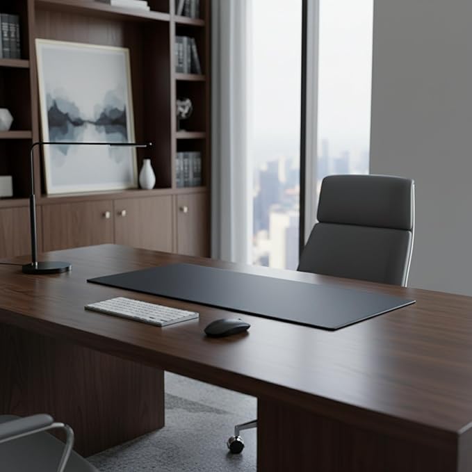 Black Leather 30" x 12.5" Keyboard/Mouse Desk Mat - Image 4