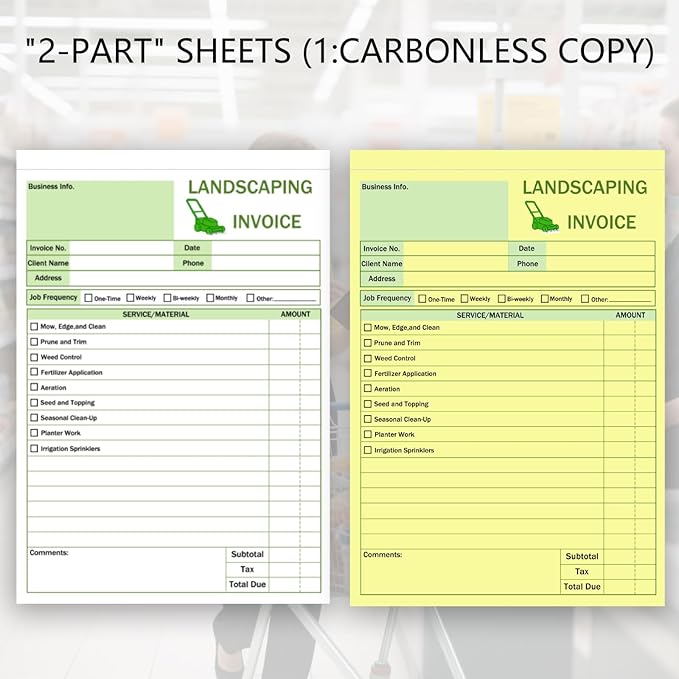 Garden Service Invoice Receipt Book, 2-Part Carbonless Landscaping Invoice Book - Image 3