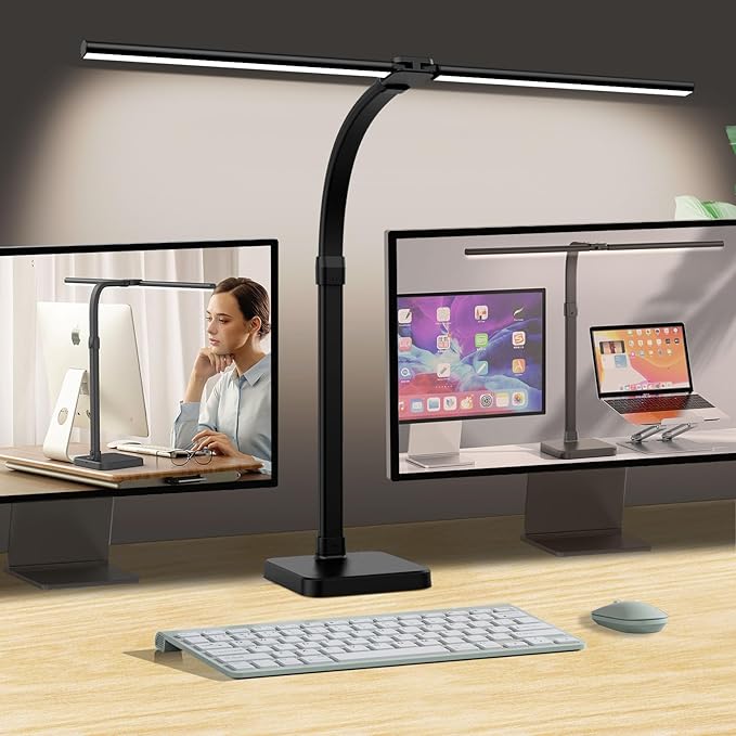 AKRRYR LED Desk Lamp for Home Office, Double Head 24W by AKRRYR