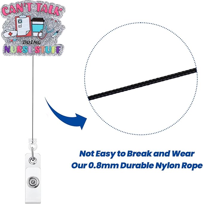 Can't Talk Doing Nurse Stuff Funny Nurses Badge Reel, Retractable ID Card Badge - Image 5
