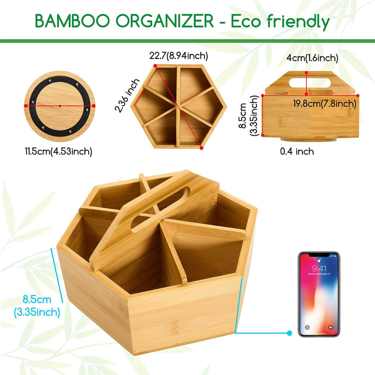 MEEDEN Rotating Art Supply Organizer: Bamboo Pen & Pencil Holder for Desk