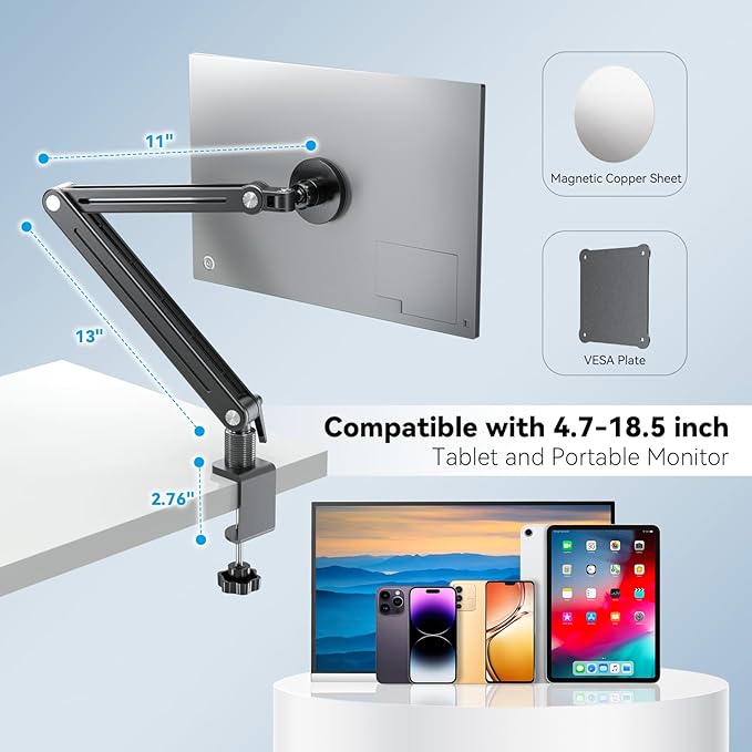 Jakeko Strong Magnetic Portable Monitor Desk Clamp - 75mm VESA Mount 4.7" 12.9" - Image 2