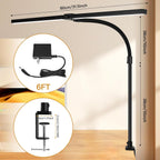 led desk lamp with clamp, dual head monitor, side view