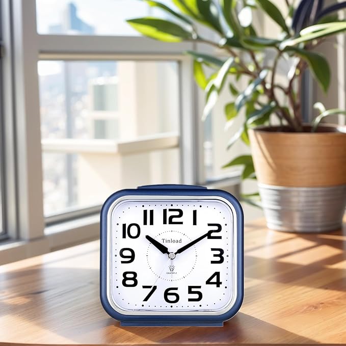 Tinload 5.5" Large Analog Alarm Clock Silent Non Ticking, Gentle Wake, Beep - Image 5