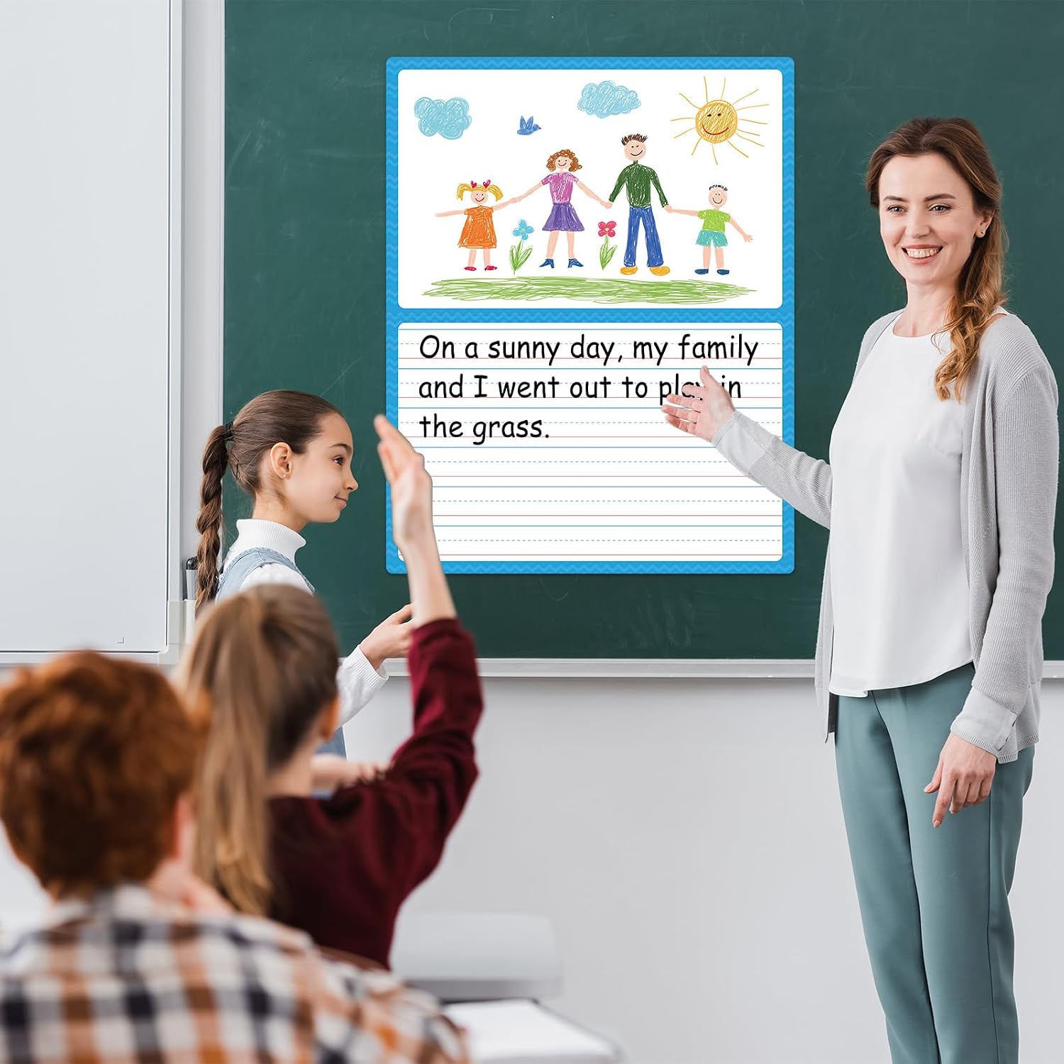 Jumbo Magnetic Draw & Write Paper 21.5x17in Dry Erase Handwriting Lined Paper for Classroom Whiteboard Accessories Writing Chart Page Giant Magnet Notebook Poster Graduation Supplies Teacher Must Have