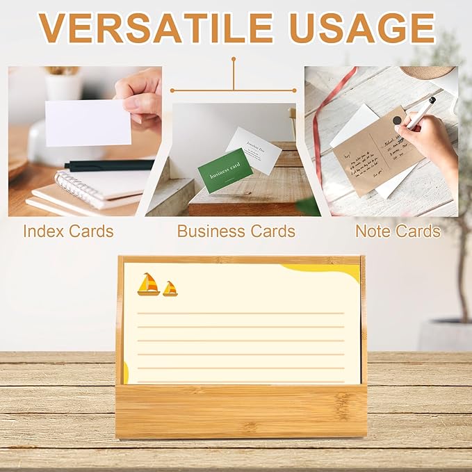 SHIQIKEJIPTY 2 Pack Wood Index Card Holder 4x6 Inch Index Card Box Notecard Box - Image 4