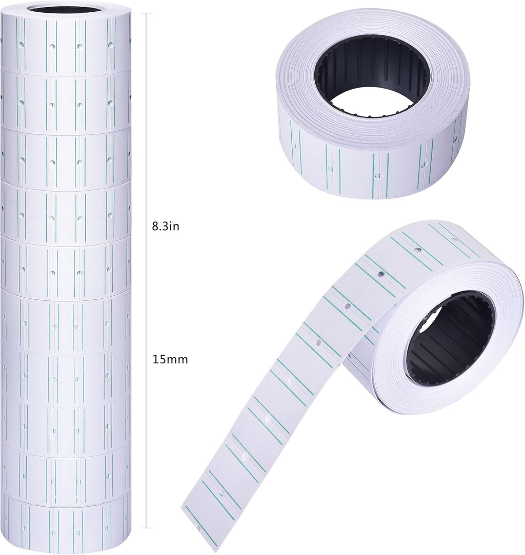 Price Gun Labels for GILLRAJ GX-7700 & MX-5500 - Unique Green-Margined Blank White Pricing Labels 10 Rolls 5000pcs + 2 Ink Cartridges