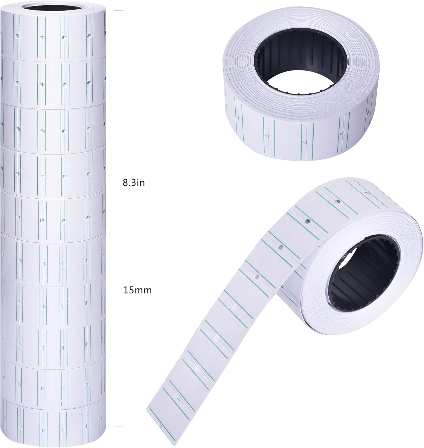 Price Gun Labels for GILLRAJ GX-7700 & MX-5500 - Unique Green-Margined Blank White Pricing Labels 10 Rolls 5000pcs + 2 Ink Cartridges
