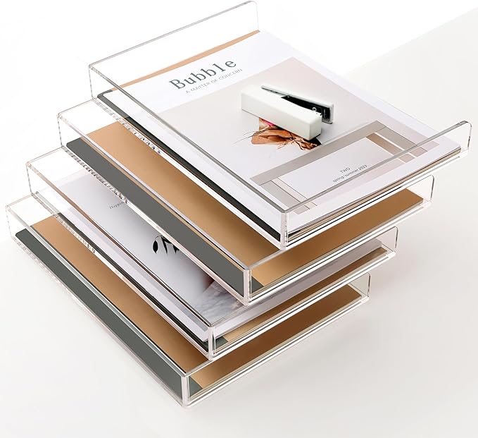 SANRUI 4 Tier Clear Desk Paper Letter Organizer Trays, A4 Stackable File - Image 8