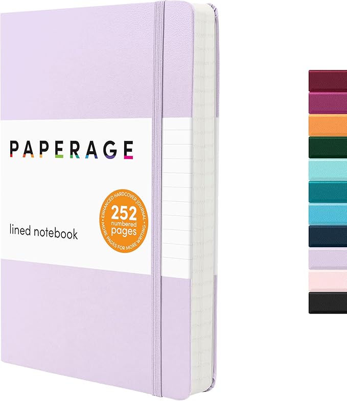 PAPERAGE Lined Journal Notebook, 252 Pages, Medium 5.6 in x 8 in by PAPERAGE