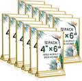 4x6 Gold Acrylic Sign Holder, 12 Pack Wedding Table Number Holder Stands by Unknown