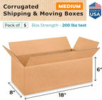Medium Shipping & Moving Boxes 18 x 8 x 6 inches - Image 2