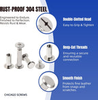 115 Sets Chicago Screws Kit for Leather Crafts, 304 Stainless Steel Binding Screws Rivet, 8 Sizes (M5x4/5/6/8/10/12/15/20mm) Binding Post with Tools (Silver)