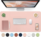 Blossoms Pink Desk Mat, Waterproof Non-Slip Leather Desk Pad, Large Mouse Pad by Bloss