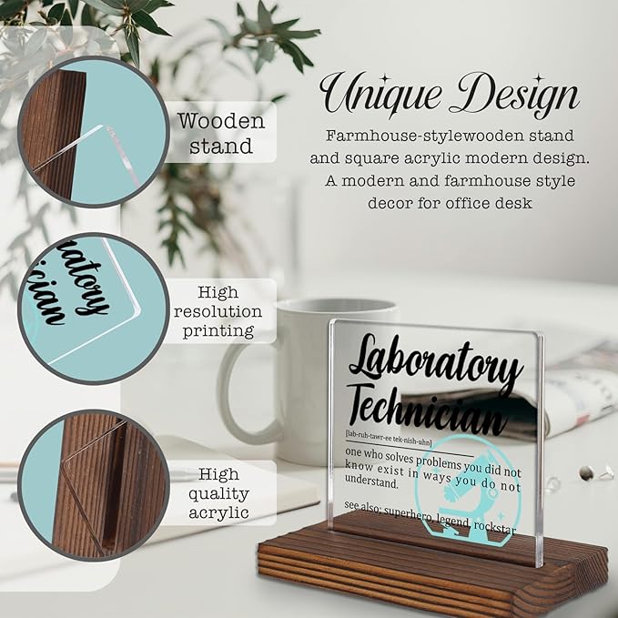 Laboratory Technician Gifts, Funny Appreciation Desk Sign - Image 3