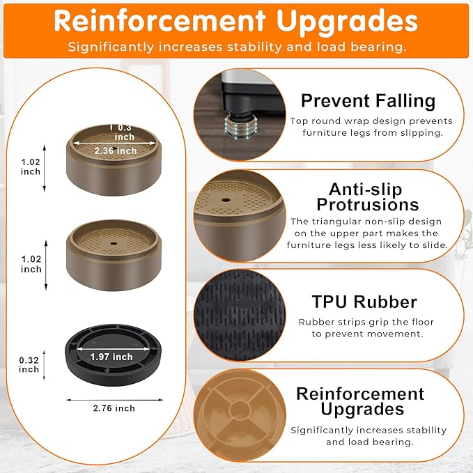 Furniture Risers Bed Risers Heavy Duty 1 inch, 2 inch, 3 inch, 4 inch Round - Image 5