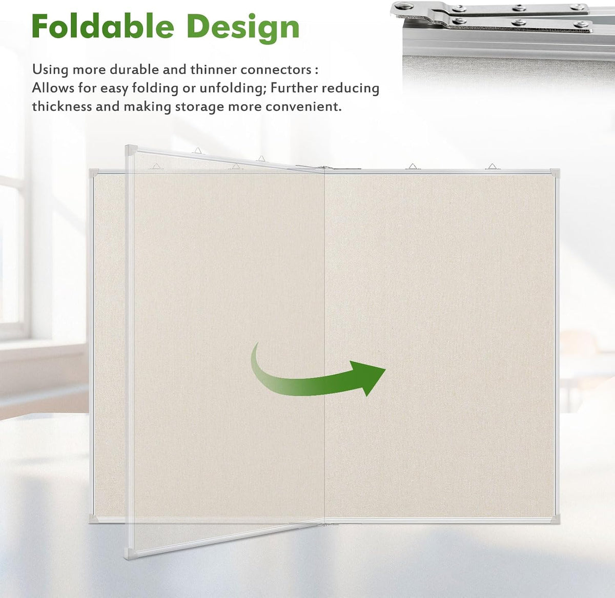 Double-Sided Large Foldable Cork Board with Linen, 48" x 36"