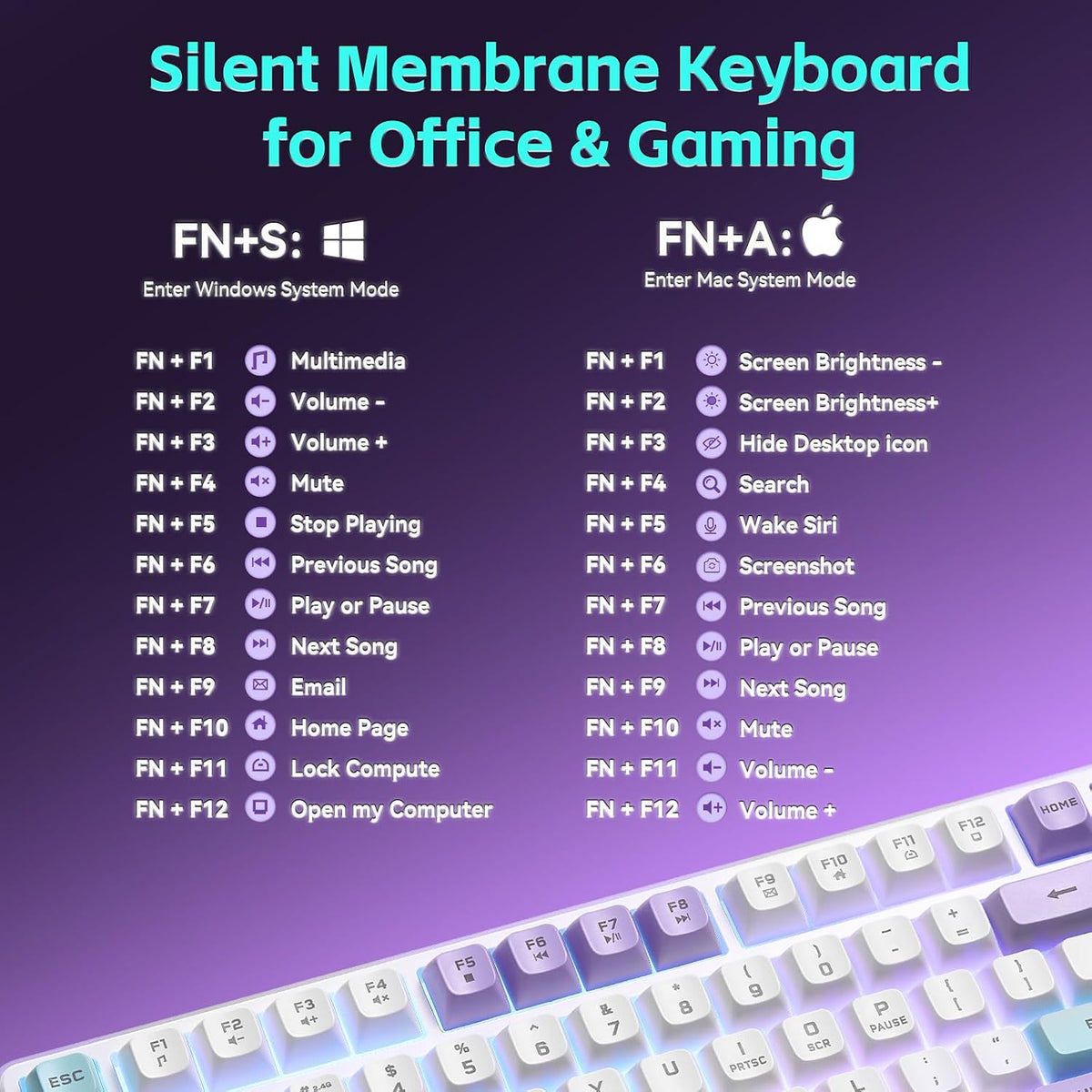 Aula S99pro V2 Full Size Gaming Keyboard,Wireless Creamy Membrane Keyboard